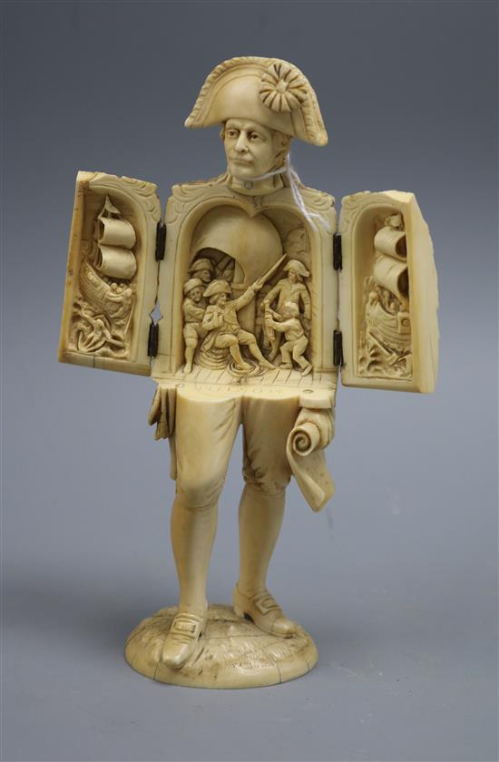 An ivory triptych figure of Nelson